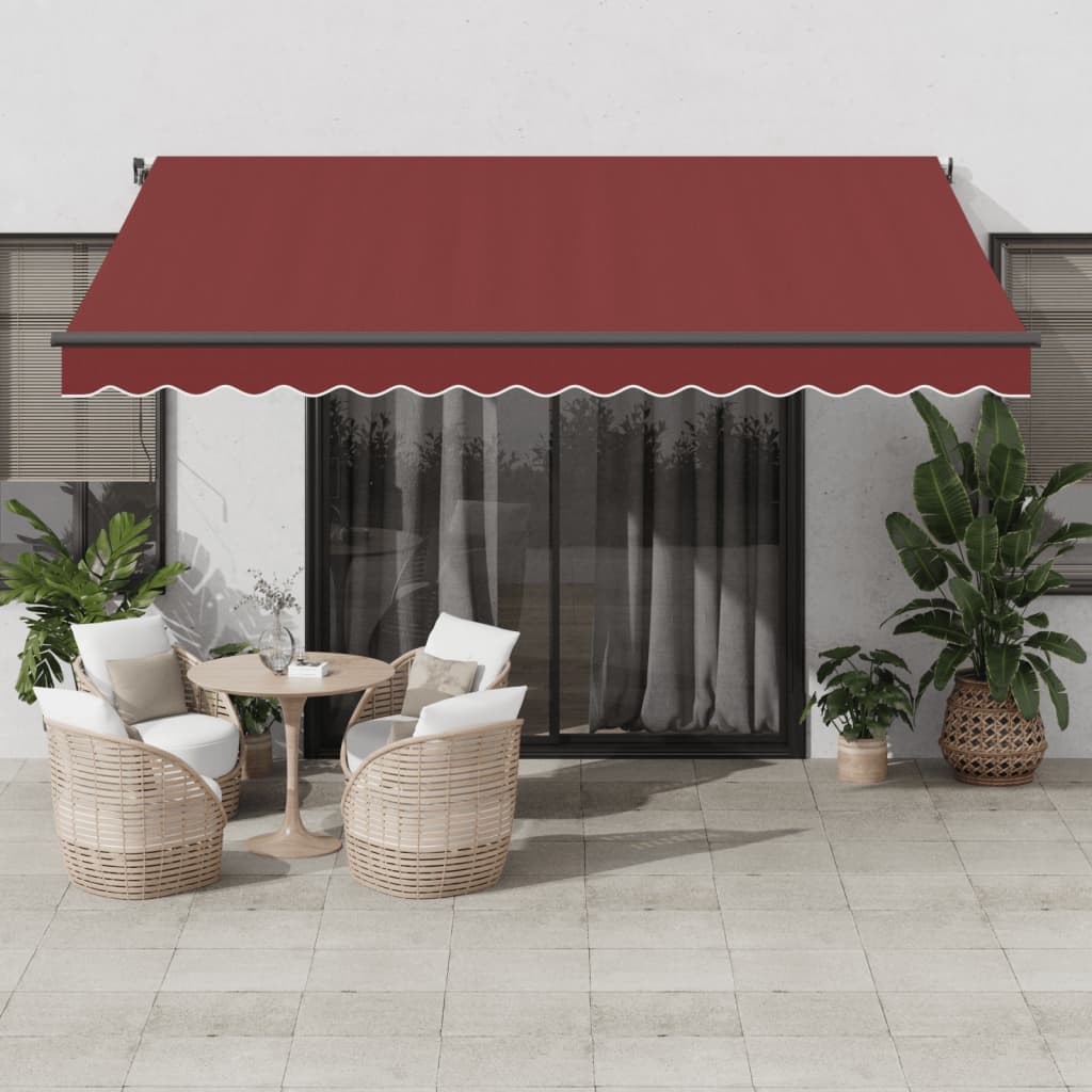 VidaXL Markise automatisch ausziehbar mit LEDs 400x350 cm Burgunderrot