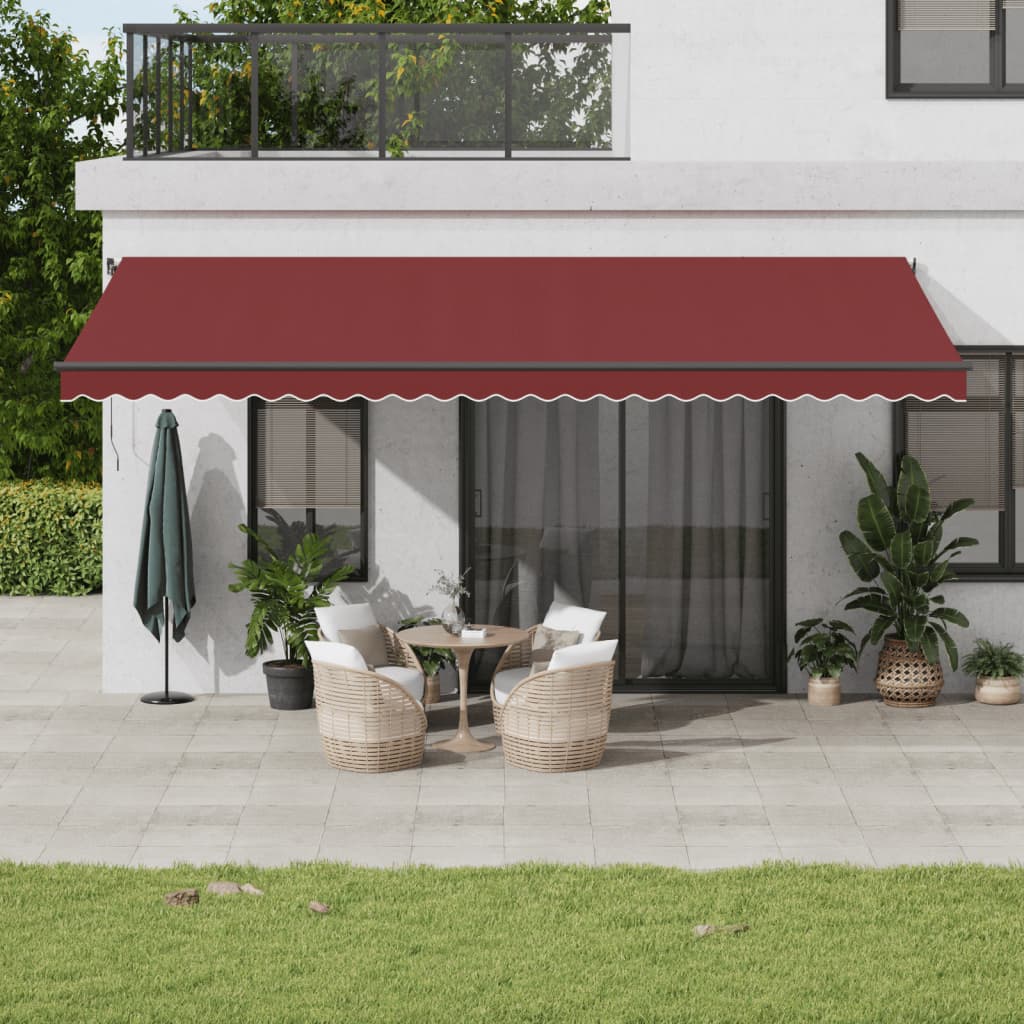 VidaXL Markise manuell ausziehbar mit LEDs 600x350 cm burgunderrot