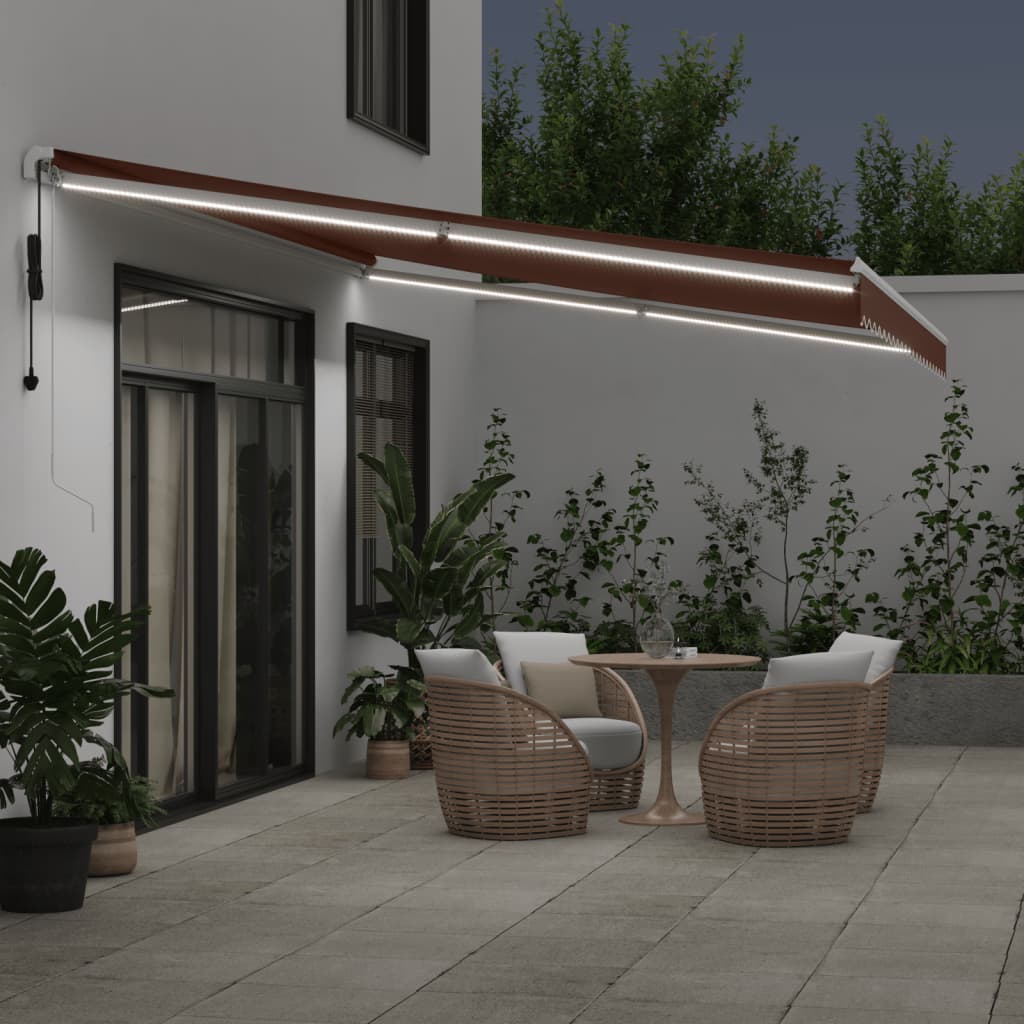 VidaXL Markise automatisch ausziehbar mit LED 500x300 cm braun