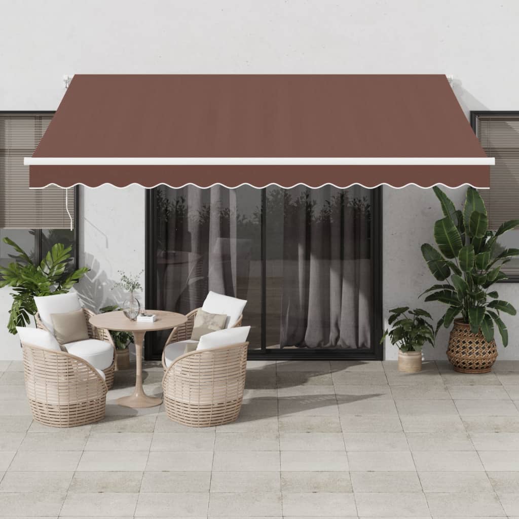 VidaXL Markise manuell ausziehbar mit LED 400x350 cm braun