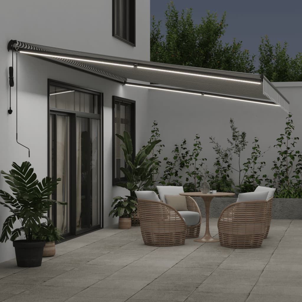 VidaXL Markise automatisch ausziehbar LED 600x350 cm Anthrazit und Weiß
