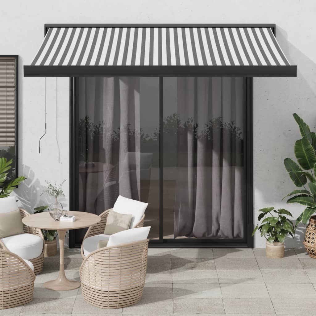 VidaXL Ausziehbare Markise 3x2,5 m Stoff und Aluminium Anthrazit und Weiß