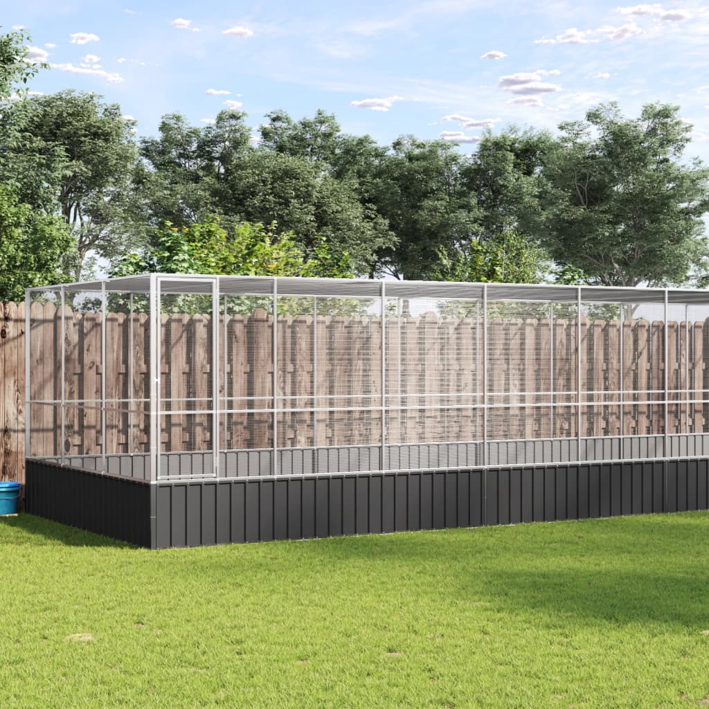 VidaXL Voliere mit Anbau 725x307x212 m Stahl Silber