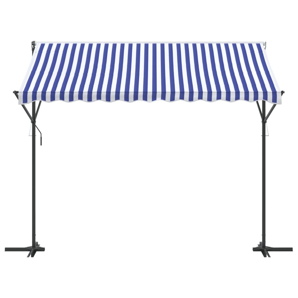 VidaXL Markise freistehend 300x300 cm Stoff und Stahl blau und weiß