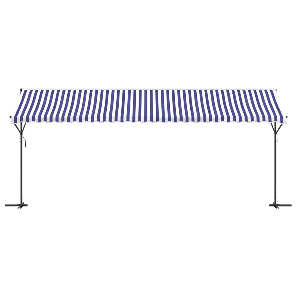 VidaXL Markise freistehend 600x300 cm Stoff und Stahl blau und weiß