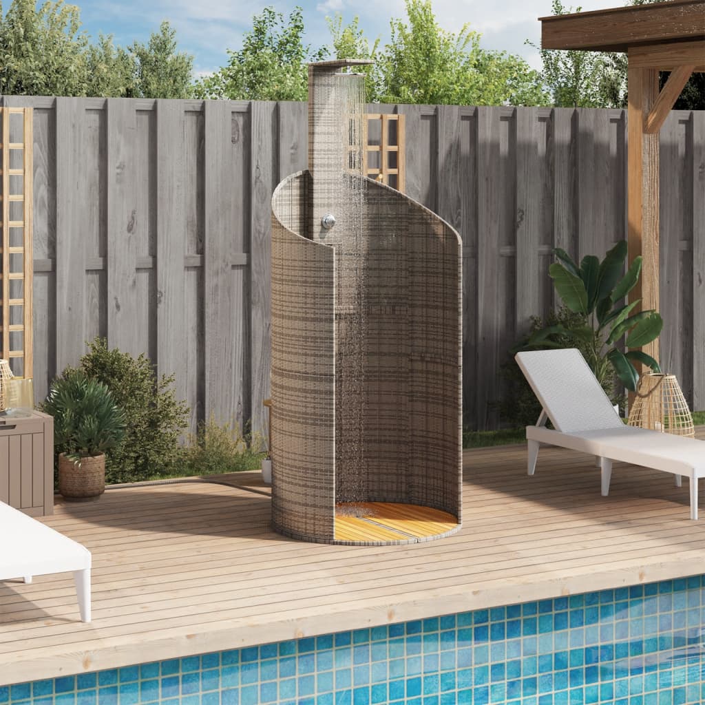 Vidaxx Außendusche 100x100x241,5 cm Polyrattan und Akazienholz grau