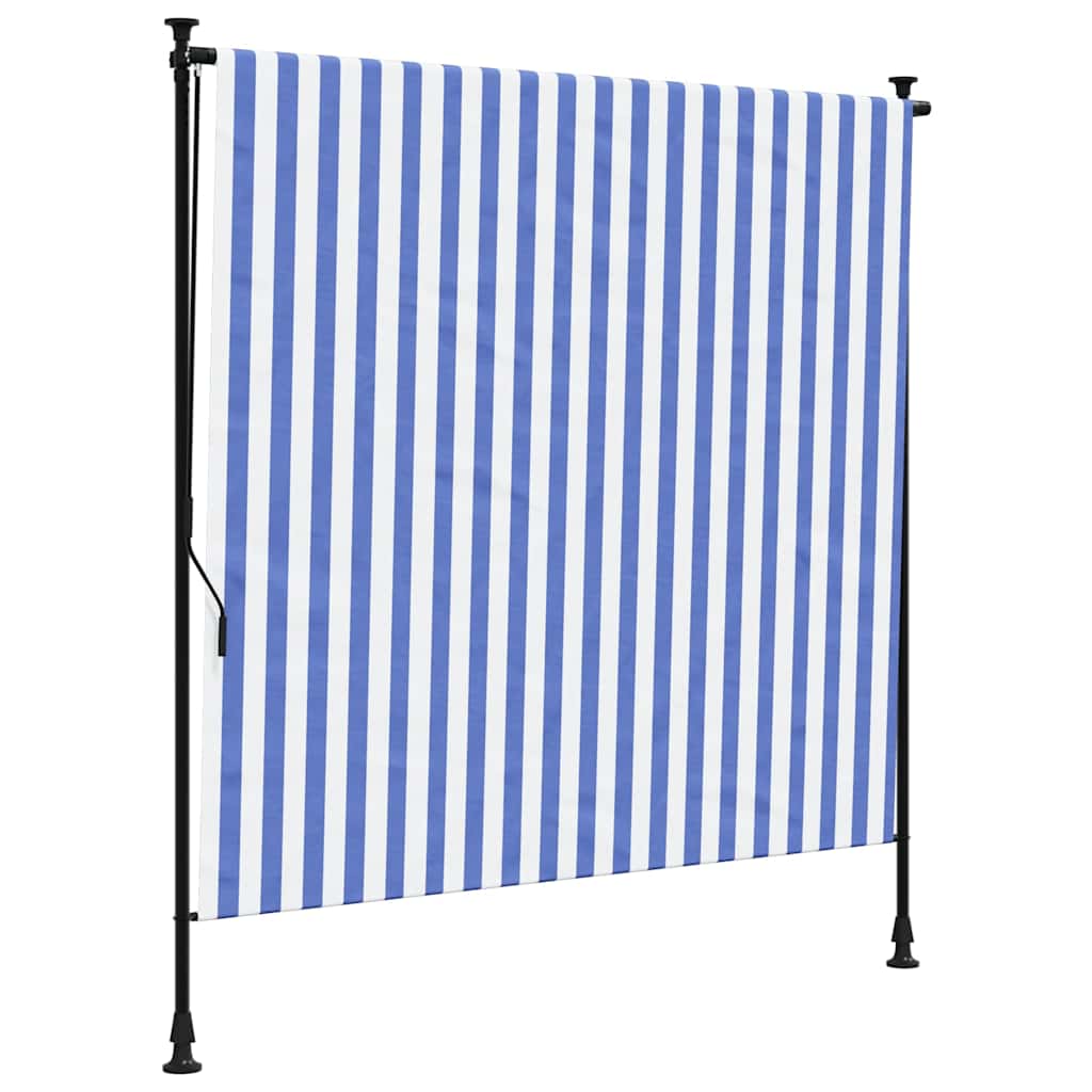Vidaxxl Außenrollo 150x270 cm Stoff und Stahl blau und weiß