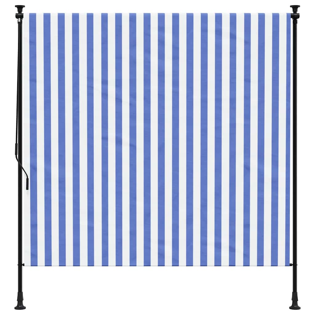 Vidaxxl Außenrollo 200x270 cm Stoff und Stahl blau und weiß