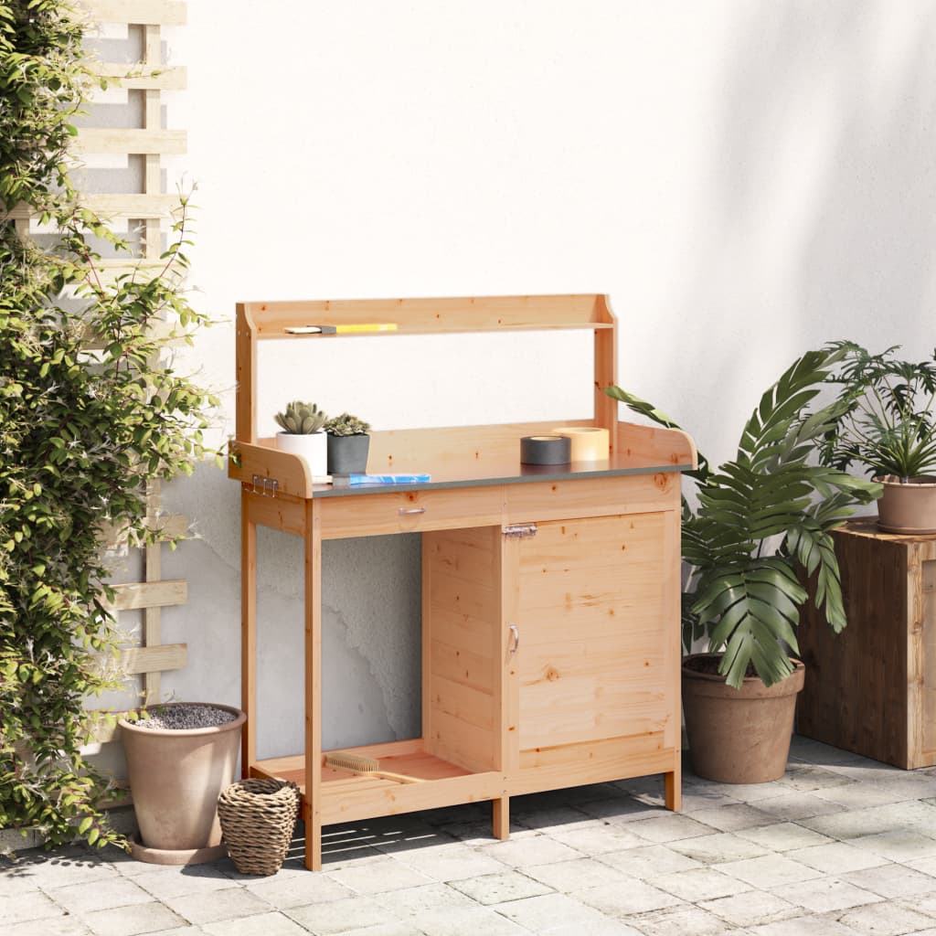 Vidaxx Pflanztisch mit Schrank 110,5x45x124,5 cm massives Kiefernholz braun