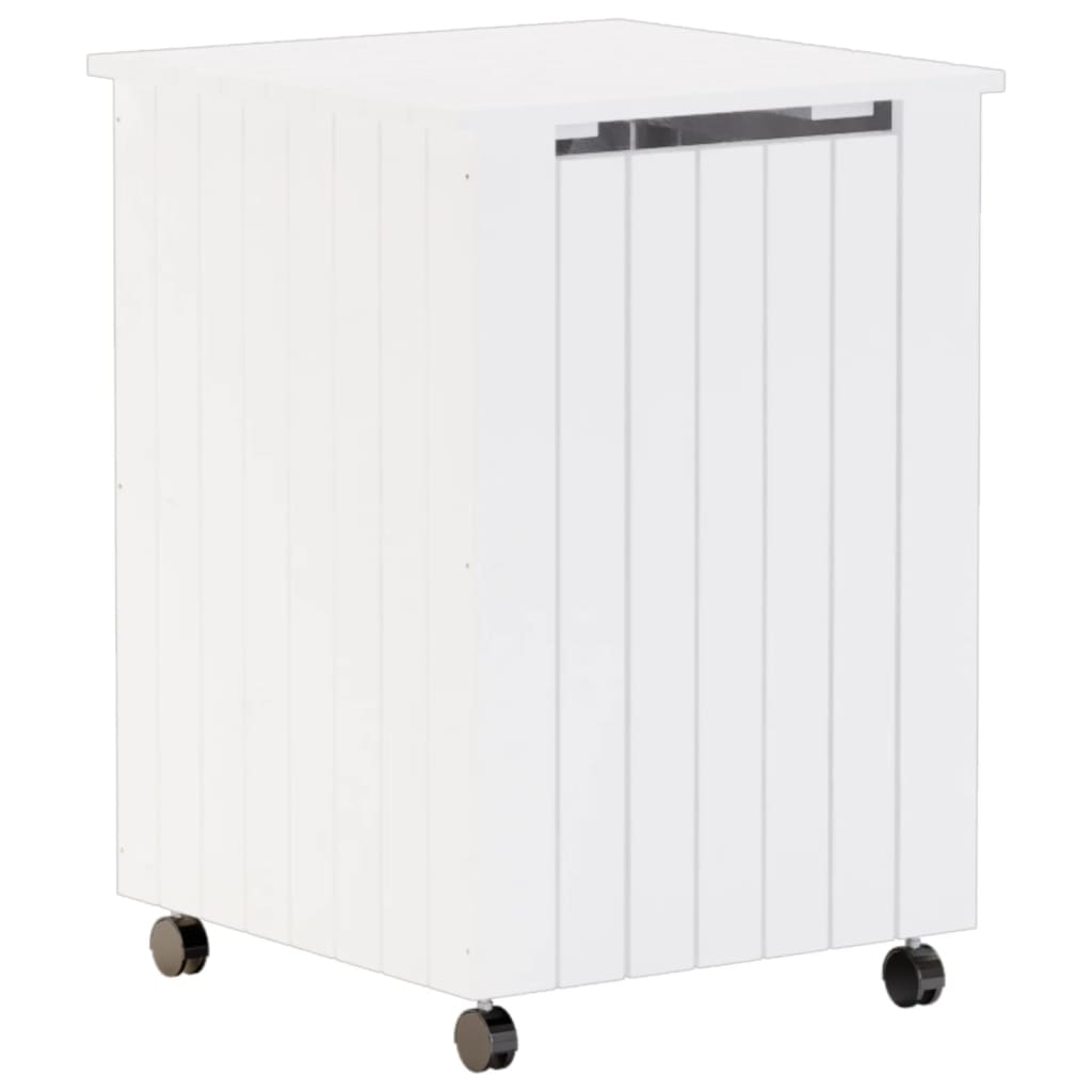 Vidaxx Wäschekorb mit Rollen Rana 45x45x64 cm massives Kiefernholz weiß