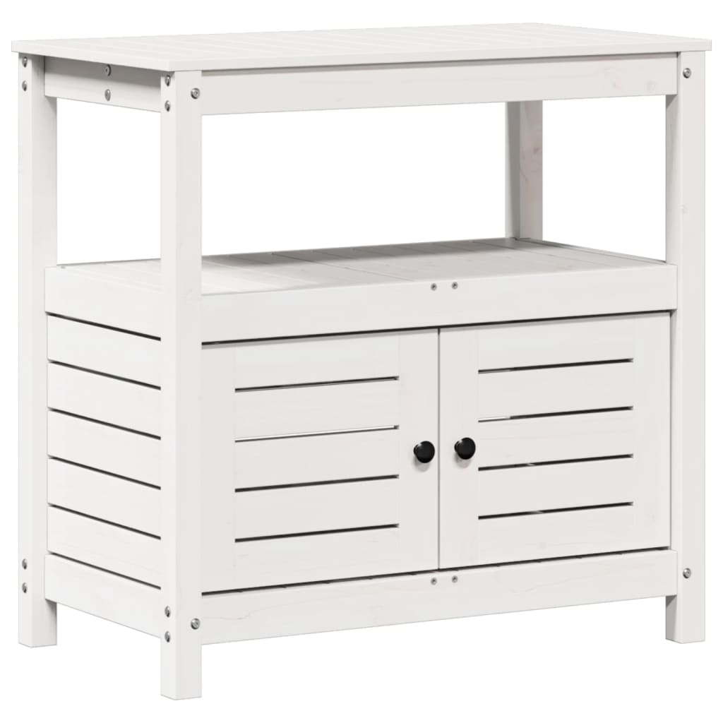 Vidaxx Pflanztisch mit Regalen 82,5x45x81 cm massives Kiefernholz weiß