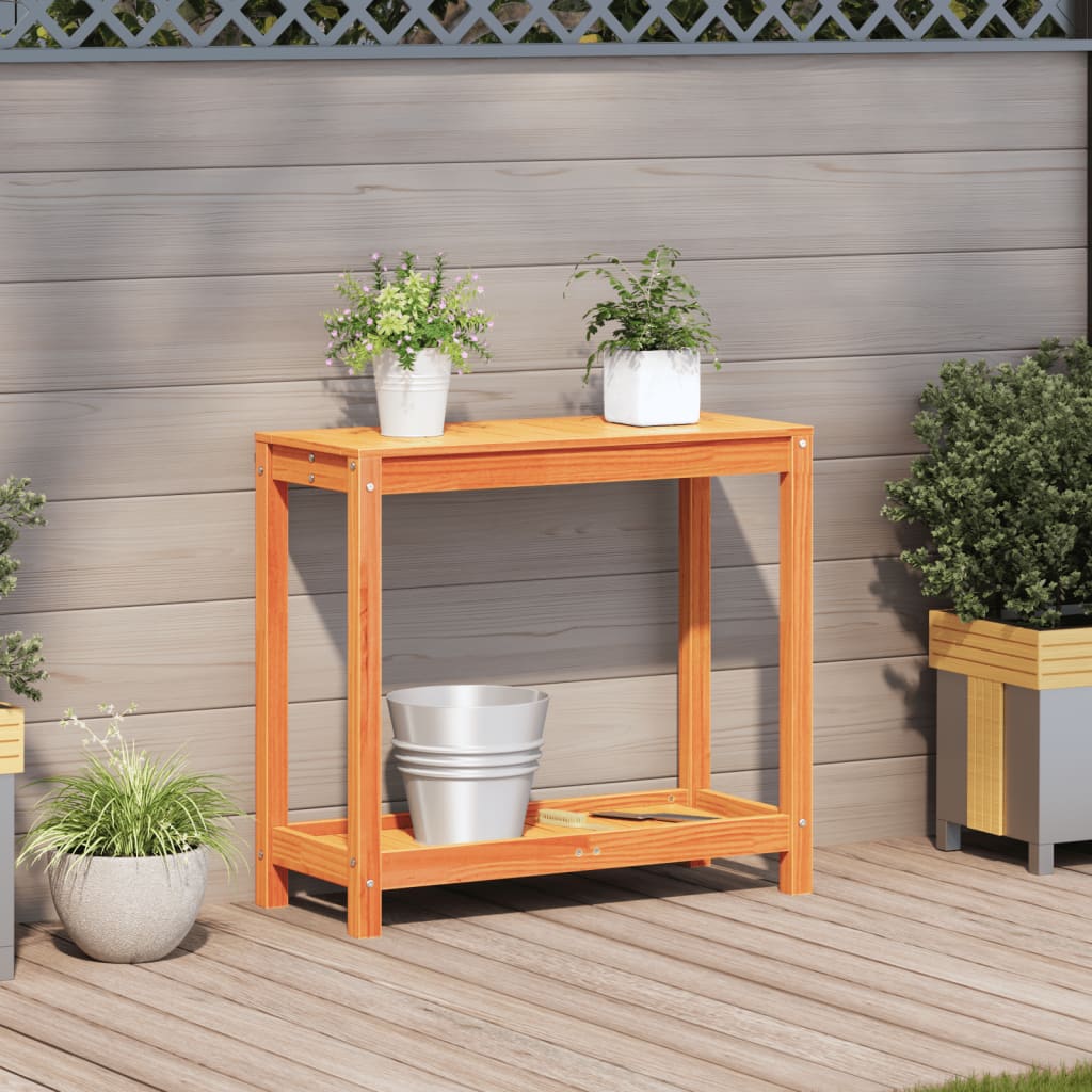 Vidaxx Pflanztisch mit Ablage 82,5x35x75 cm massives Kiefernholz, waschbraun