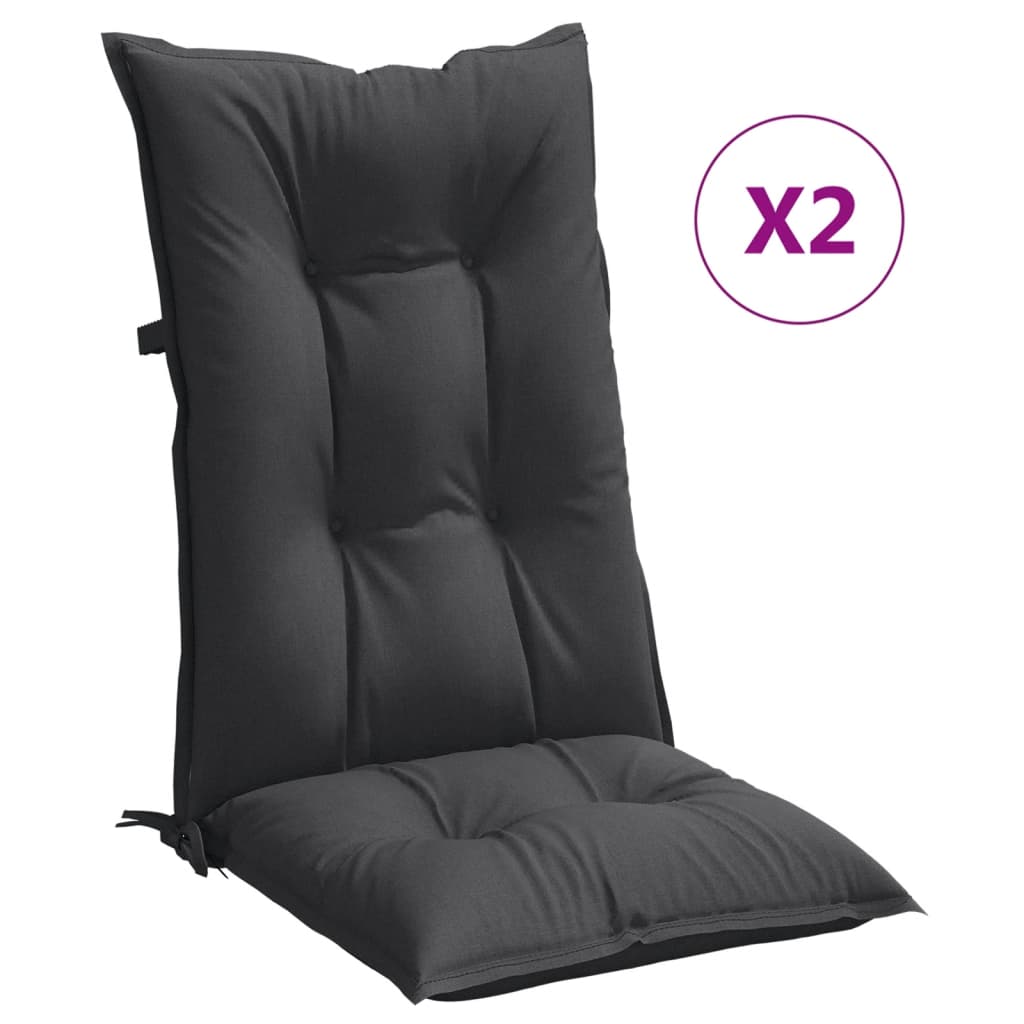 Vidaxx Stuhlkissen 2 Stück hohe Rückenlehne 120x50x7 cm Stoff Anthrazit gemischt