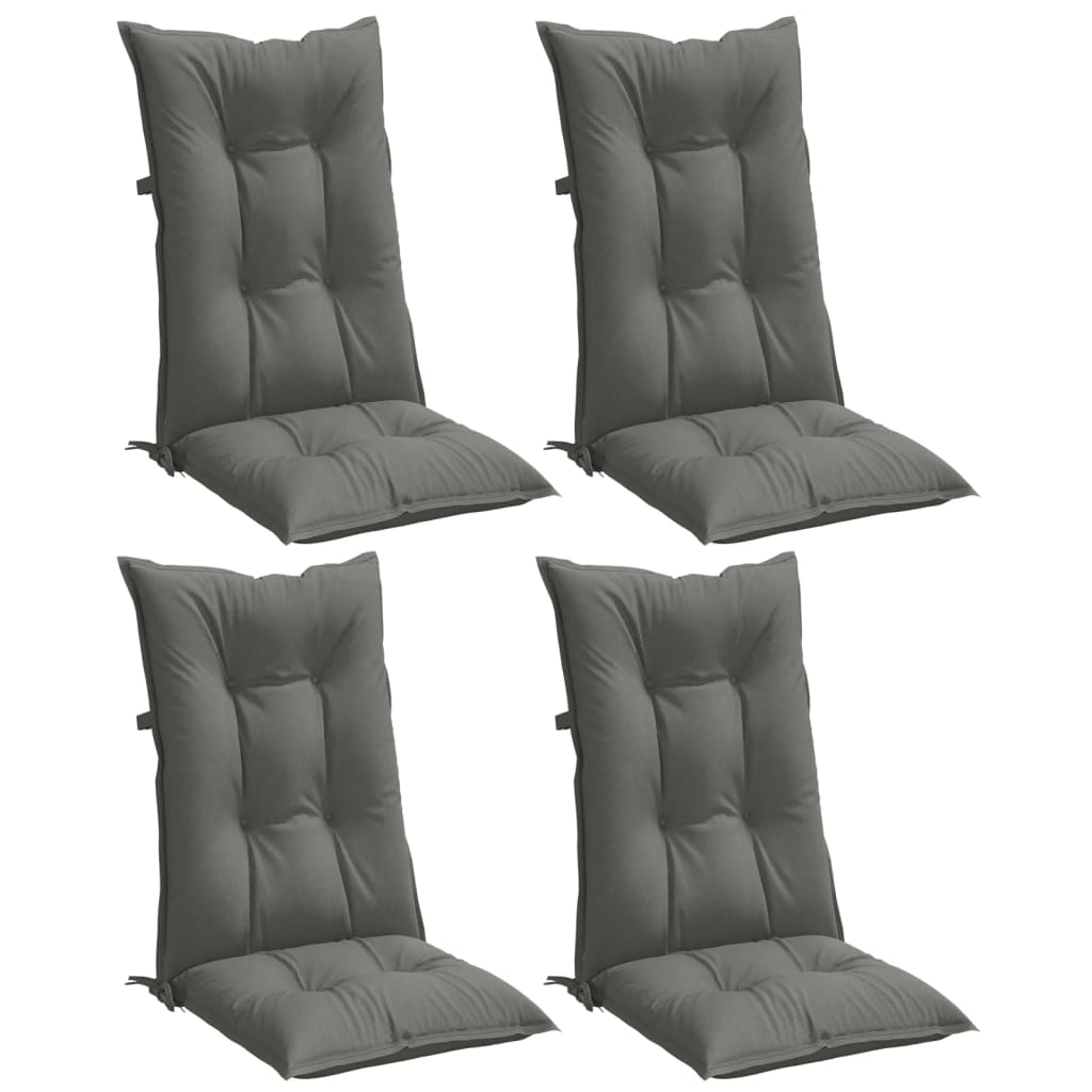 Vidaxx Stuhlkissen 4 Stück hohe Rückenlehne 120x50x7 cm Stoff dunkelgrau