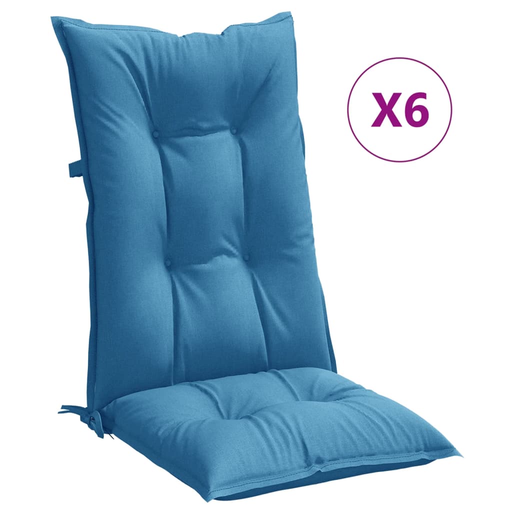 Vidaxx Stuhlkissen 6 Stück hohe Rückenlehne 120x50x7 cm Stoff blau gemischt