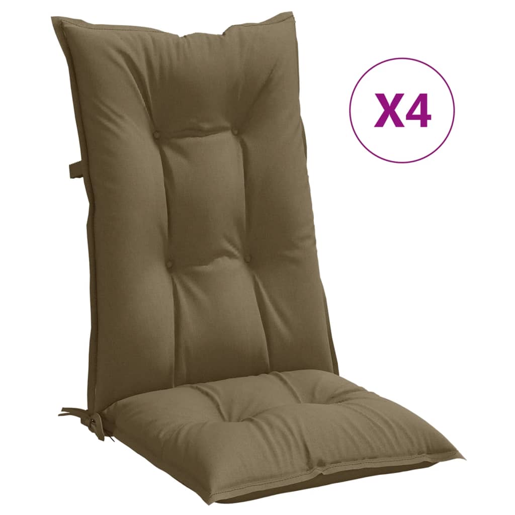 Vidaxx Stuhlkissen 4 Stück hohe Rückenlehne 120x50x7 cm Stoff Melange Taupe