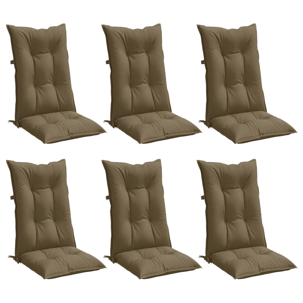 Vidaxx Stuhlkissen 6 Stück hohe Rückenlehne 120x50x7 cm Stoff Melange Taupe