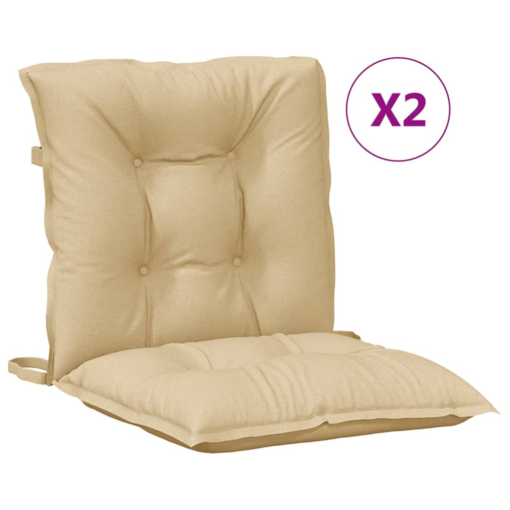 Vidaxx Stuhlkissen 2 Stück niedrige Rückenlehne 100x50x7 cm Stoff beige gemischt