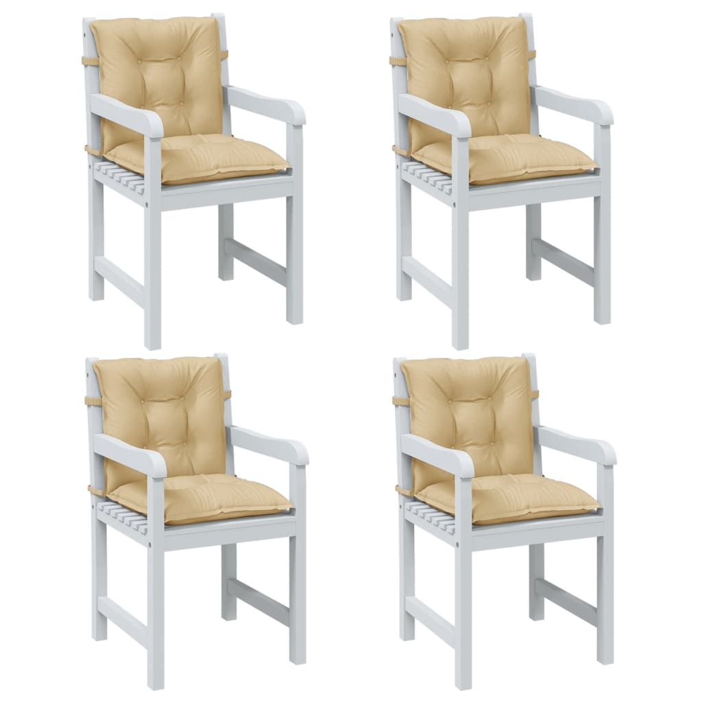 Vidaxx Stuhlkissen 4 Stück niedrige Rückenlehne 100x50x7 cm Stoff beige gemischt