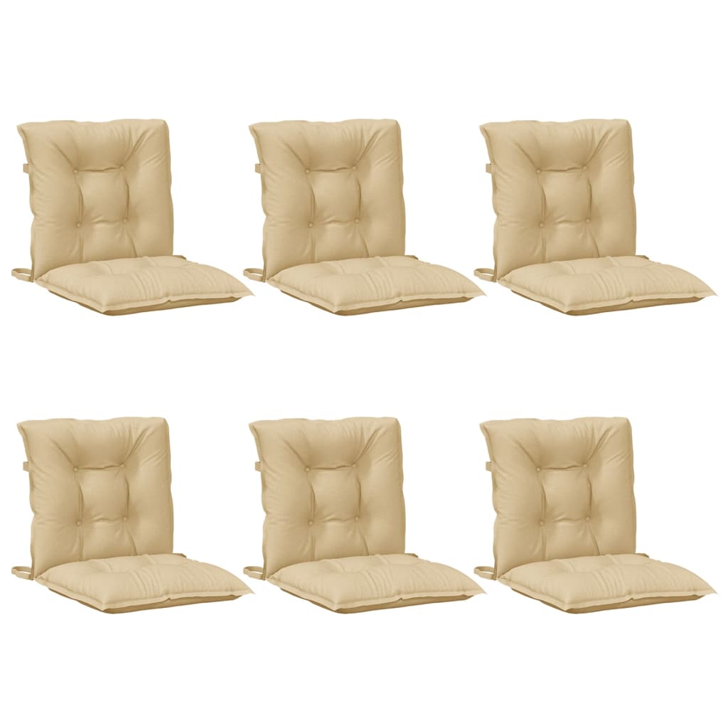 Vidaxx Stuhlkissen 6 Stück niedrige Rückenlehne 100x50x7 cm Stoff beige gemischt