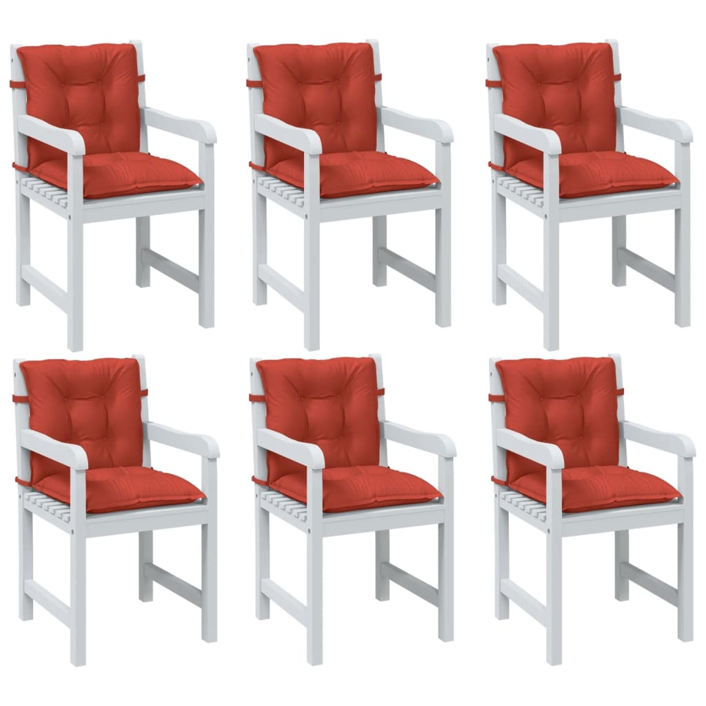 Vidaxx Stuhlkissen 6 Stück niedrige Rückenlehne 100x50x7 cm Stoff rot gemischt