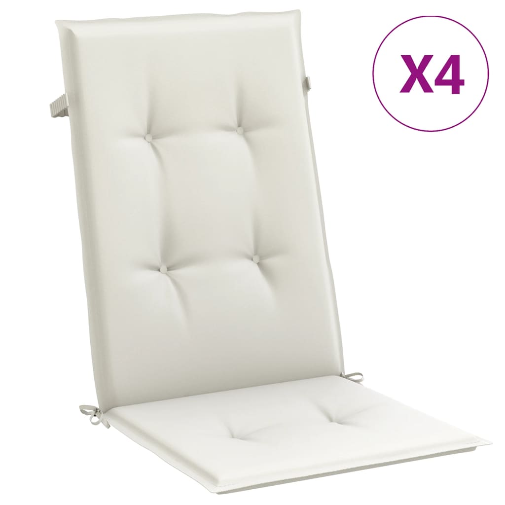 Vidaxx Stuhlkissen 4 Stück hohe Rückenlehne 120x50x4 cm Stoff gemischt creme