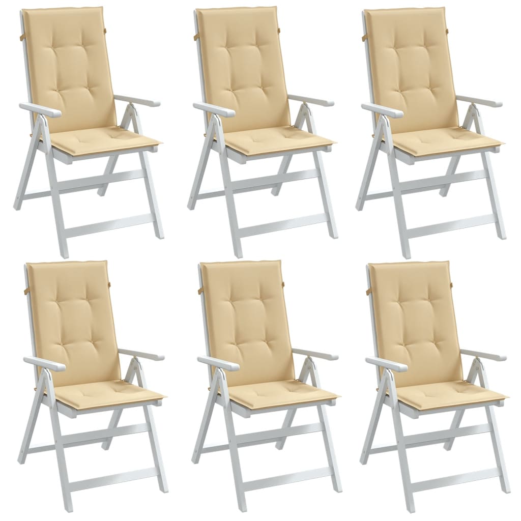 Vidaxx Stuhlkissen 6 Stück hohe Rückenlehne 120x50x4 cm Stoff beige gemischt