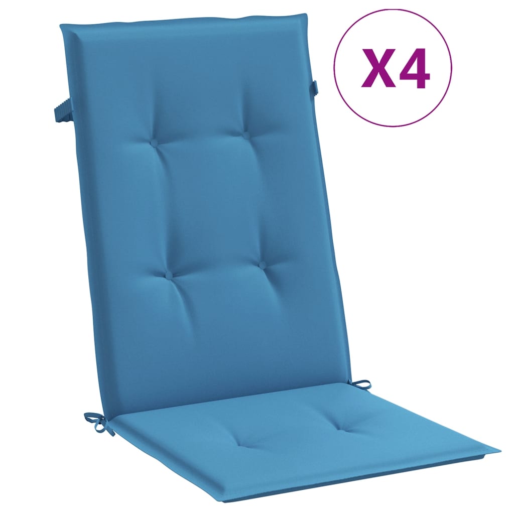 Vidaxx Stuhlkissen 4 Stück hohe Rückenlehne 120x50x4 cm Stoff blau gemischt