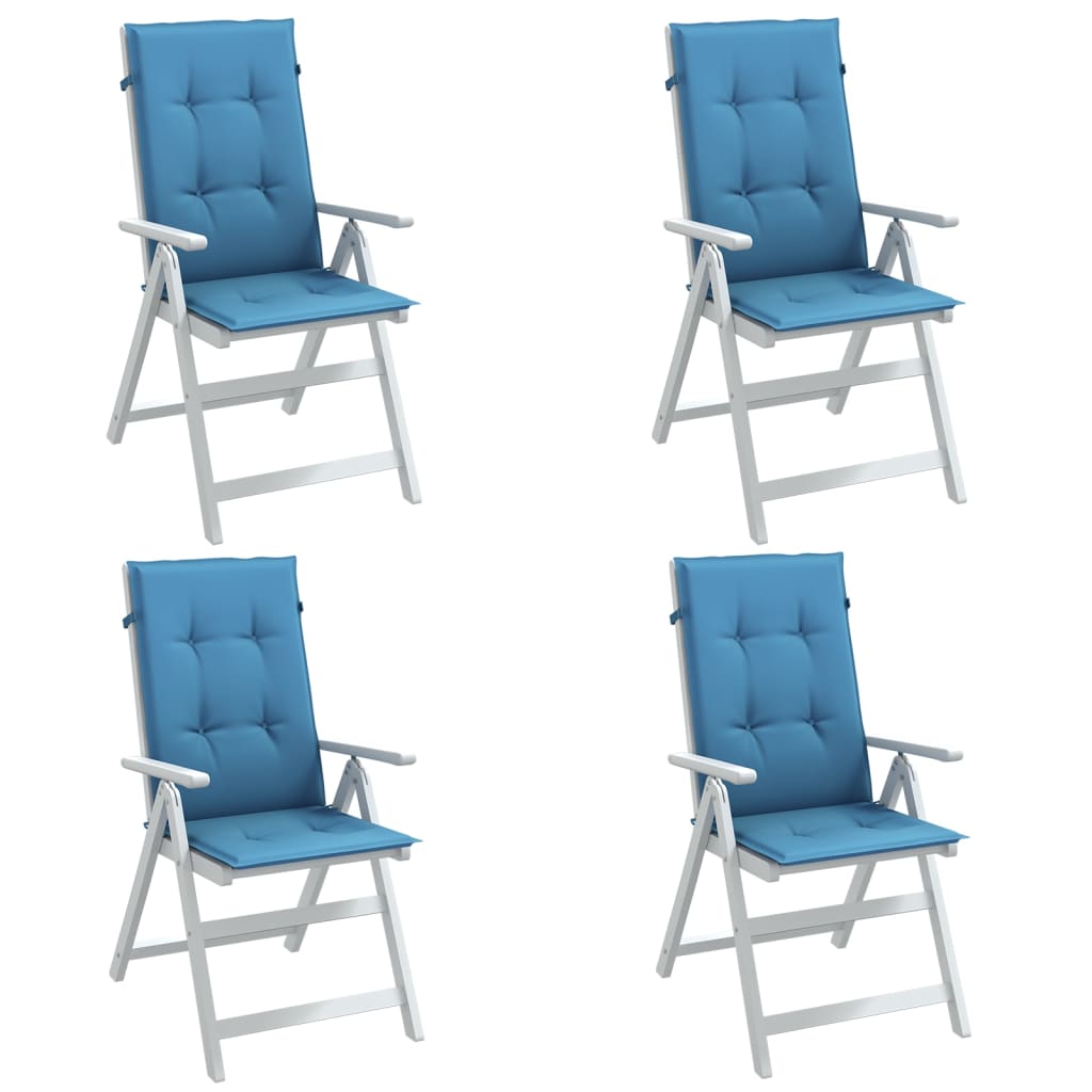 Vidaxx Stuhlkissen 4 Stück hohe Rückenlehne 120x50x4 cm Stoff blau gemischt