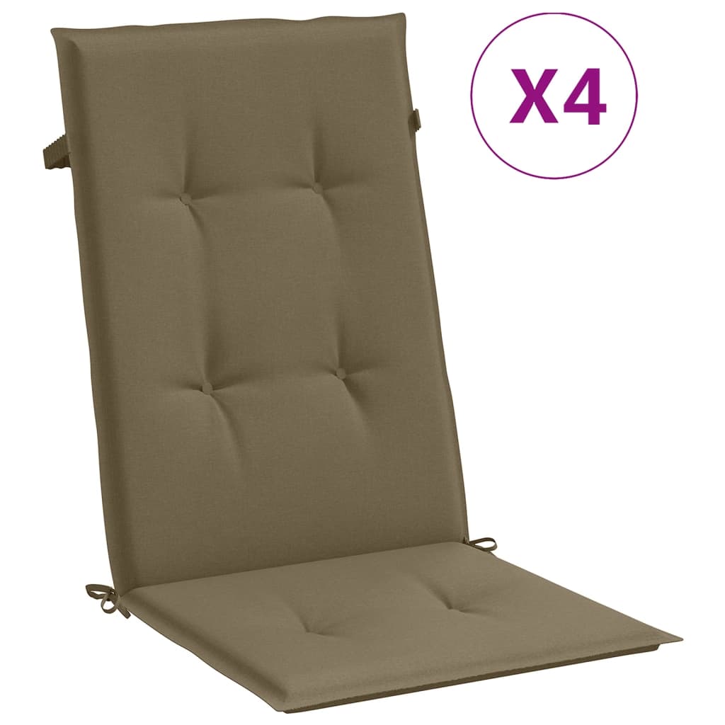 Vidaxx Stuhlkissen 4 Stück hohe Rückenlehne 120x50x4 cm Stoff Melange Taupe