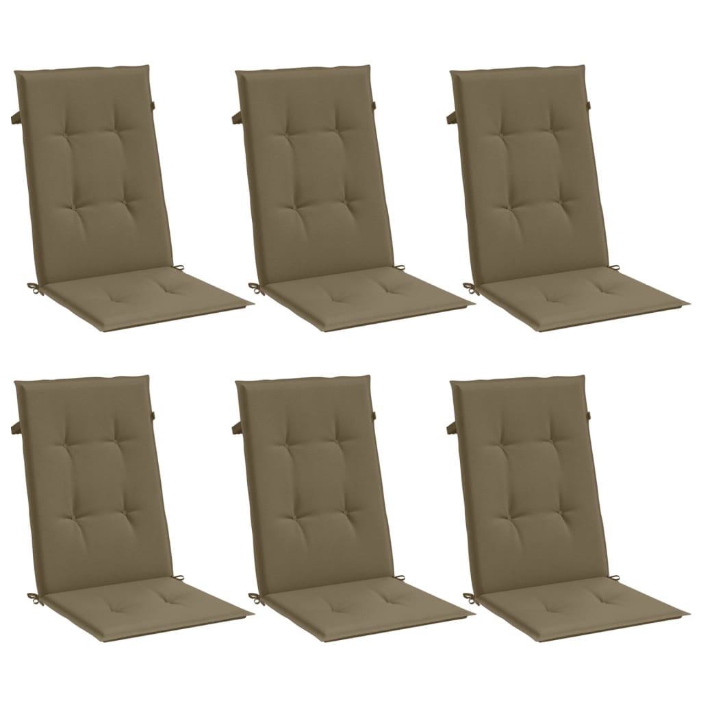 Vidaxx Stuhlkissen 6 Stück hohe Rückenlehne 120x50x4 cm Stoff Melange Taupe