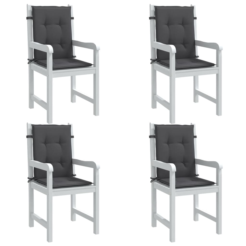 VidaXL Stuhlkissen 4 Stück niedrige Rückenlehne 100x50x4 cm Stoff gemischt Anthrazit