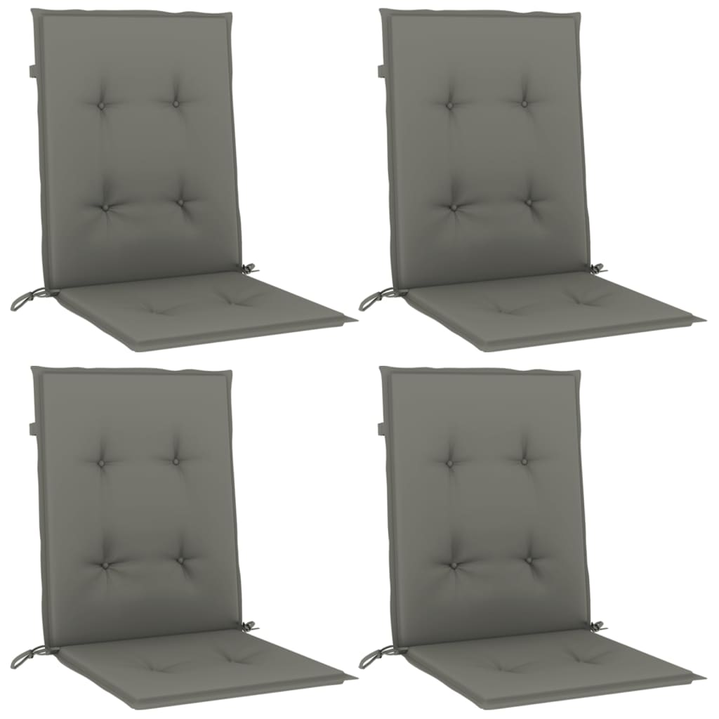 Vidaxx Stuhlkissen 4 Stück niedrige Rückenlehne 100x50x4 cm Stoff dunkelgrau