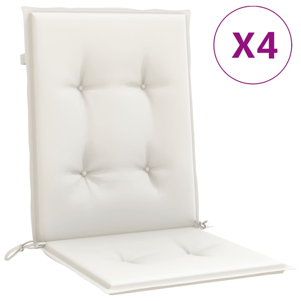 VidaXL Stuhlkissen 4 Stück niedrige Rückenlehne 100x50x4 cm Stoff gemischt creme