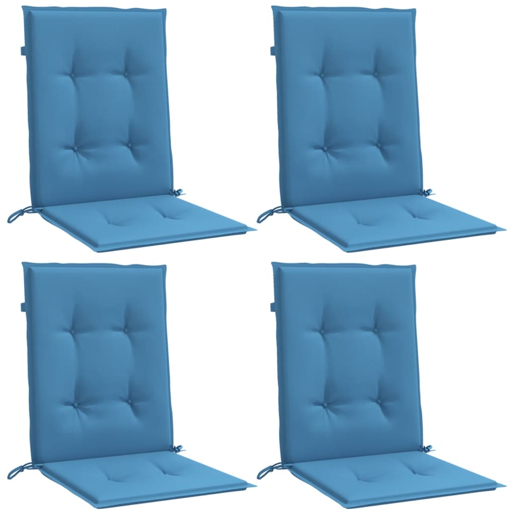 Vidaxx Stuhlkissen 4 Stück niedrige Rückenlehne 100x50x4 cm Stoff blau gemischt