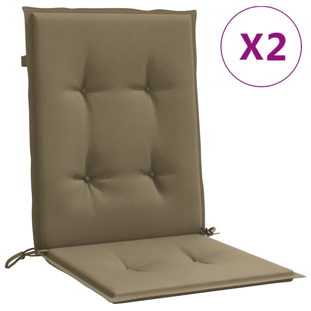 Vidaxx Stuhlkissen 2 Stück niedrige Rückenlehne 100x50x4 cm Stoff taupe meliert