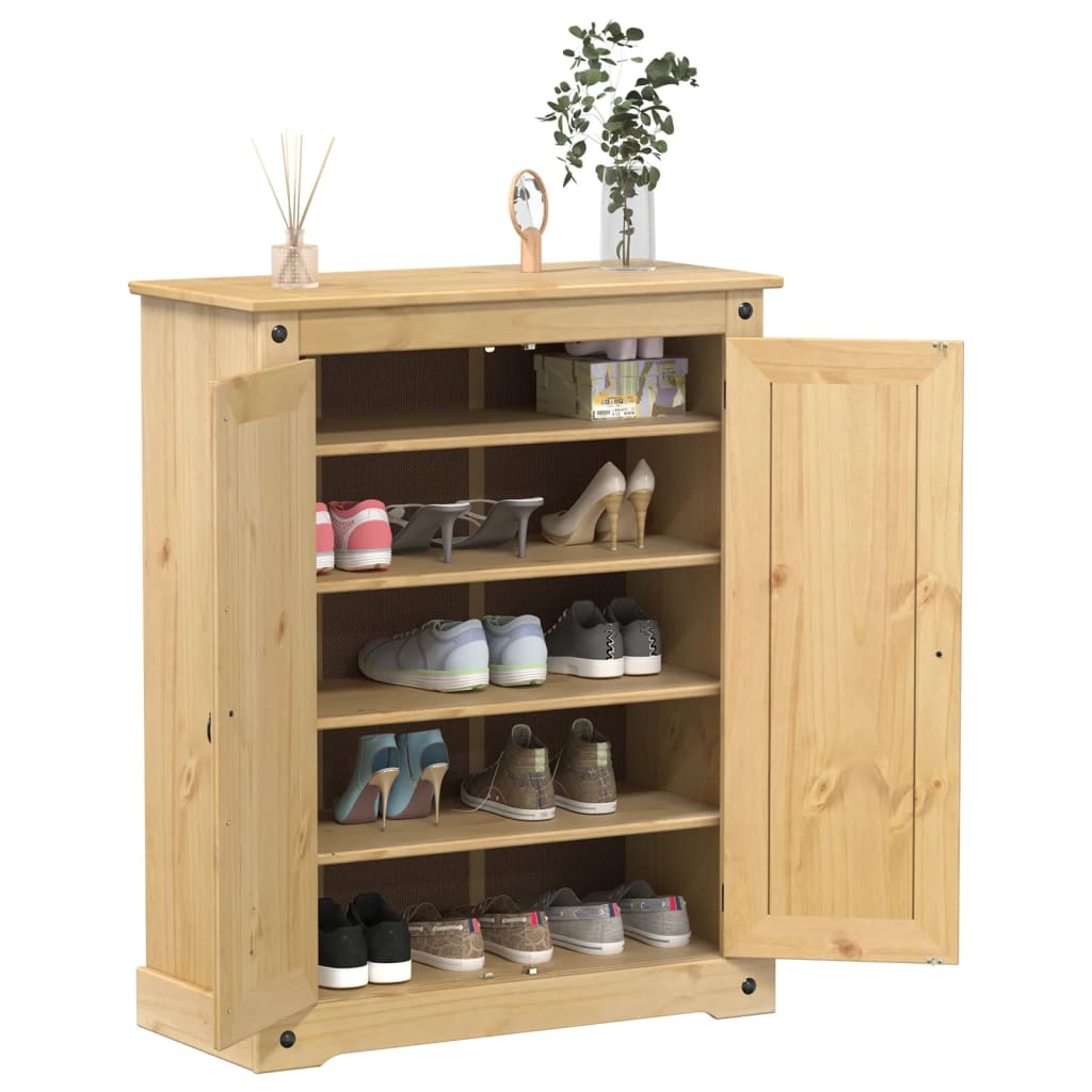 VidaXL Schuhschrank Corona 86x38,5x108 cm massives Kiefernholz
