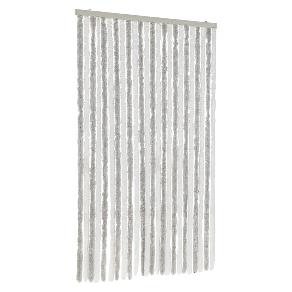 Vidaxx Fliegenvorhang 100x220 cm Chenille hellgrau und weiß