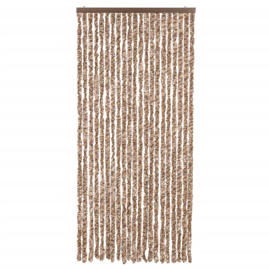 Vidaxx Fliegenvorhang 90x200 cm Chenille Beige und Dunkelbraun