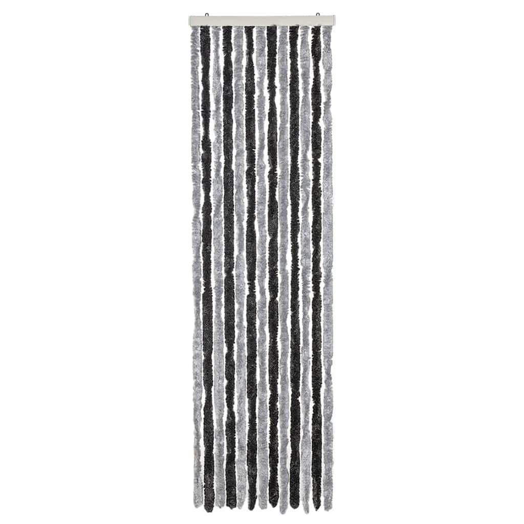 Vidaxx Fliegenvorhang 56x200 cm Chenille Grau und Schwarz
