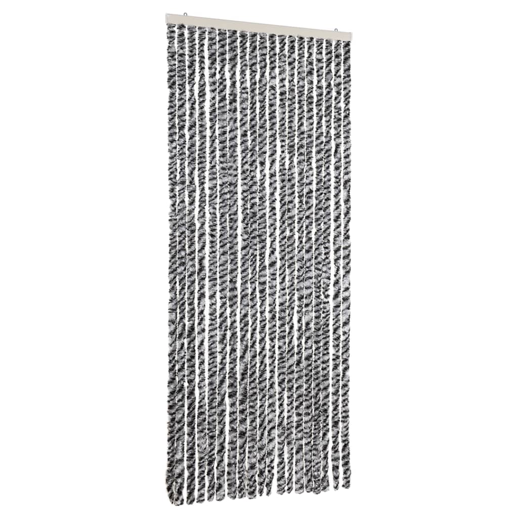 Vidaxx Fliegenvorhang 56x185 cm Chenille Grau und Schwarz und Weiß