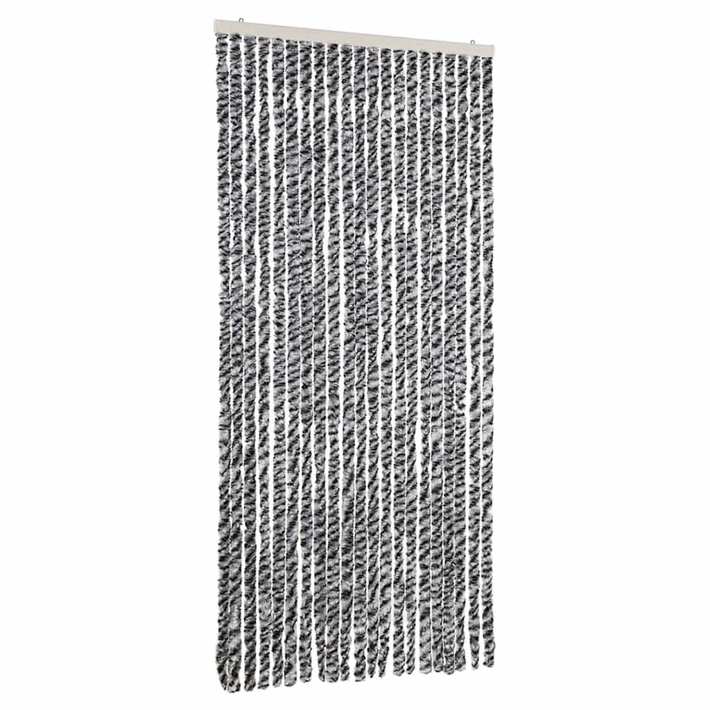 Vidaxx Fliegenvorhang 90x200 cm Chenille Grau und Schwarz und Weiß