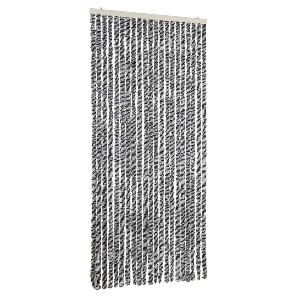 Vidaxx Fliegenvorhang 90x220 cm Chenille Grau und Schwarz und Weiß