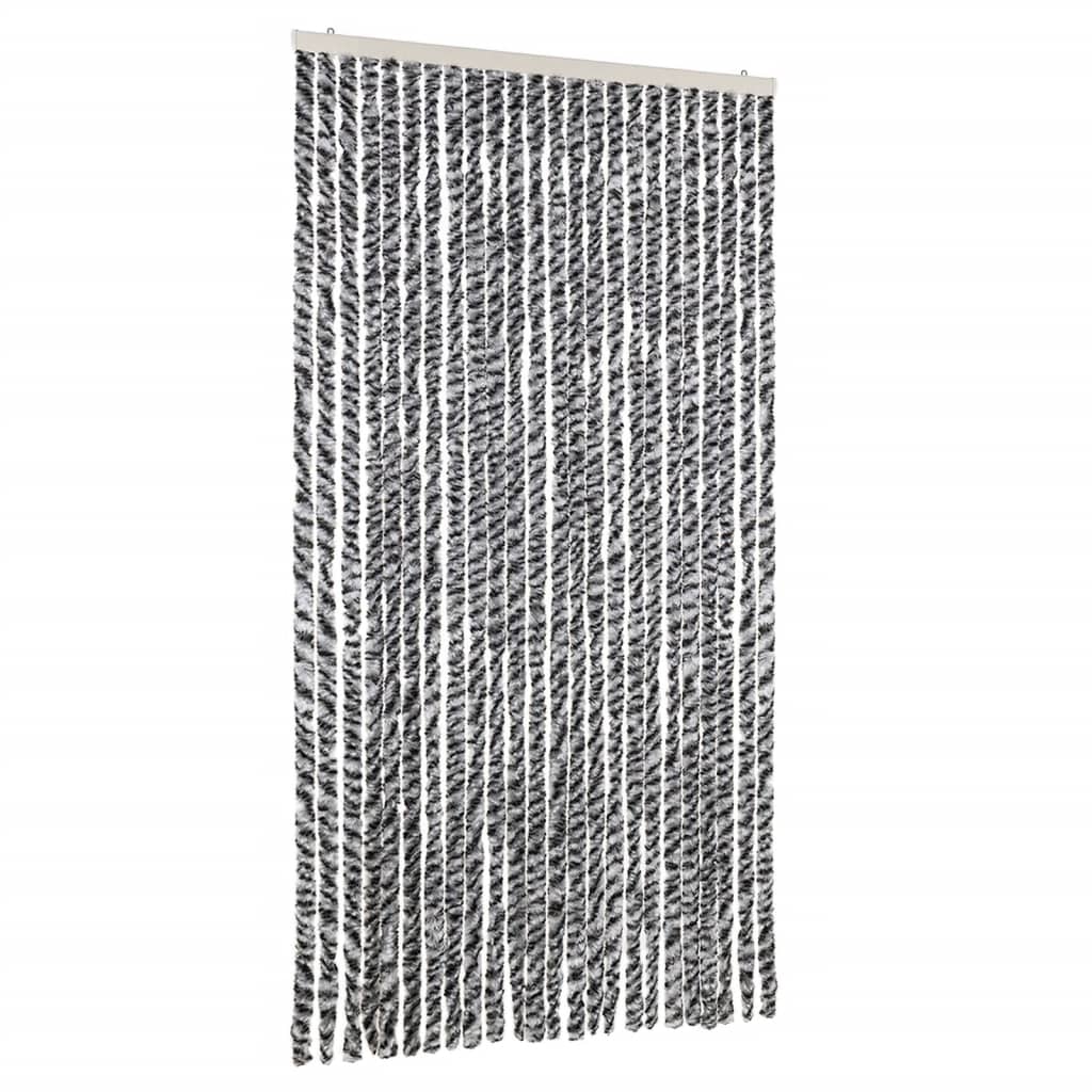 Vidaxx Fliegenvorhang 100x200 cm Chenille Grau und Schwarz und Weiß
