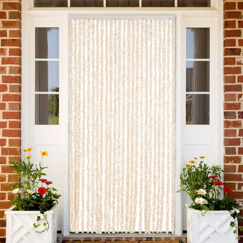Vidaxx Fliegenvorhang 100x230 cm Chenille Beige und Weiß