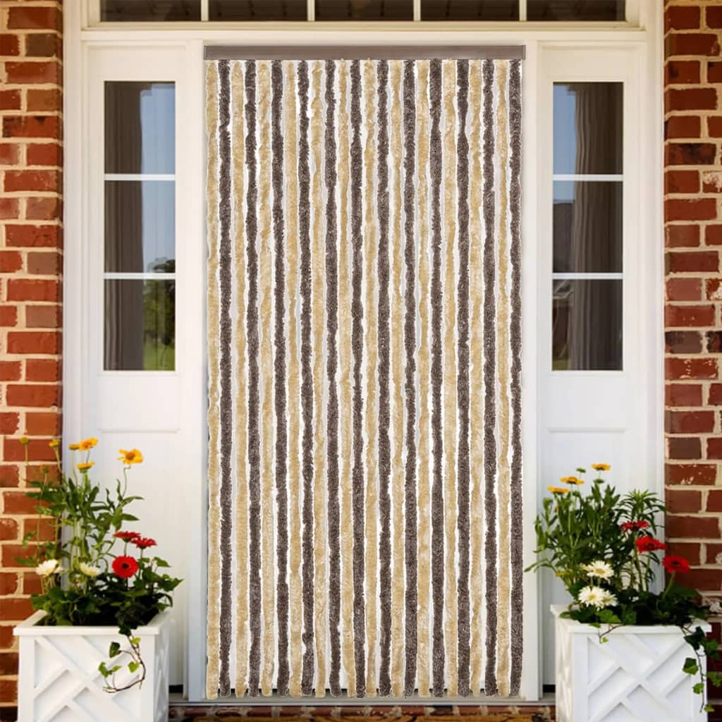 Vidaxx Fliegenvorhang 100x200 cm Chenille Dunkelbraun und Beige