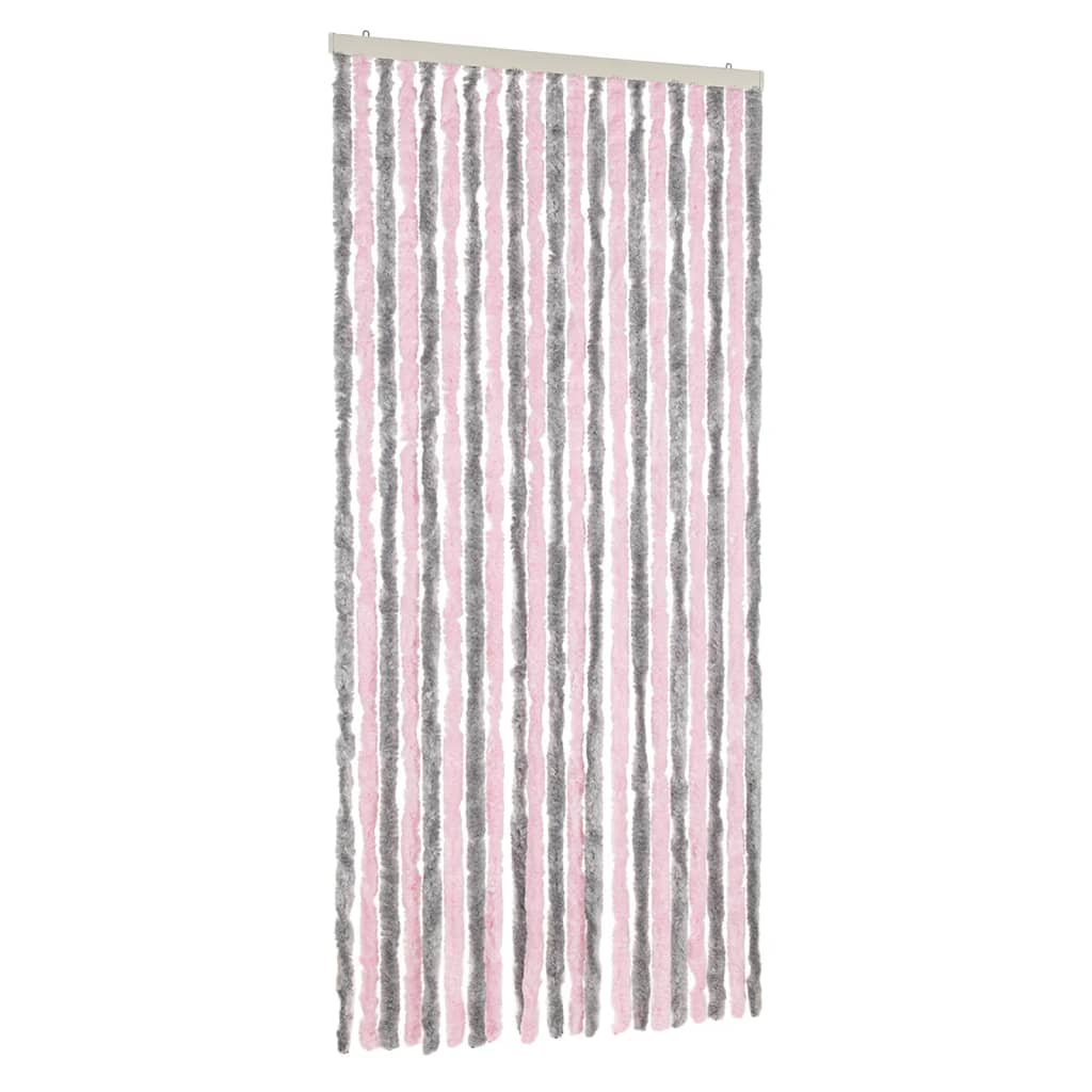 Vidaxx Fliegenvorhang 90x200 cm Chenille Silbergrau und Rosa