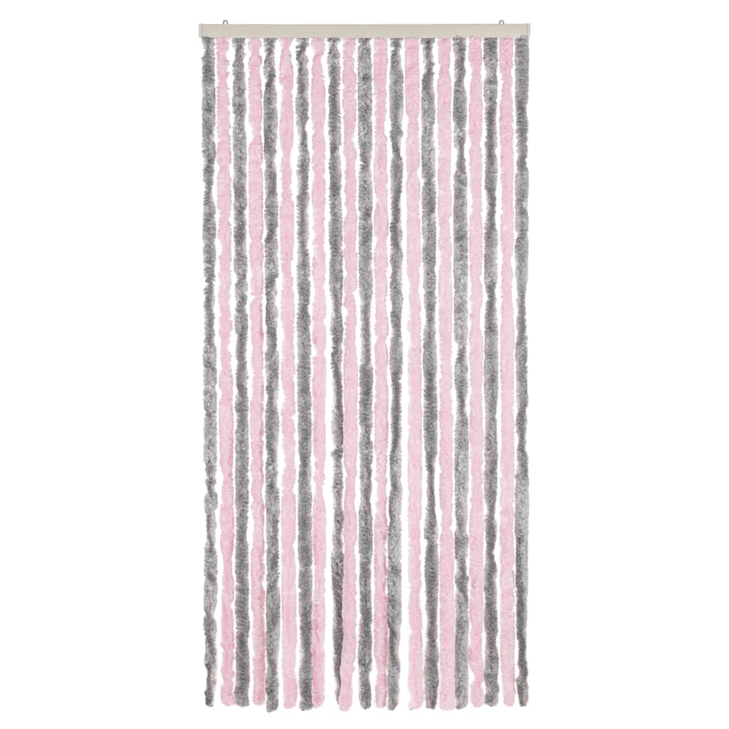 Vidaxx Fliegenvorhang 90x220 cm Chenille Silbergrau und Rosa