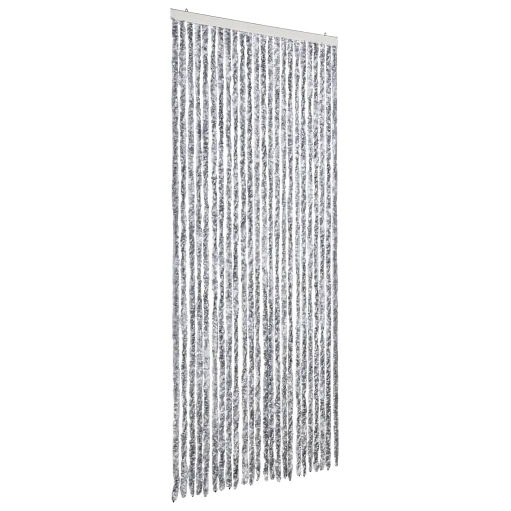 Vidaxx Fliegenvorhang 100x200 cm Chenille weiß und grau