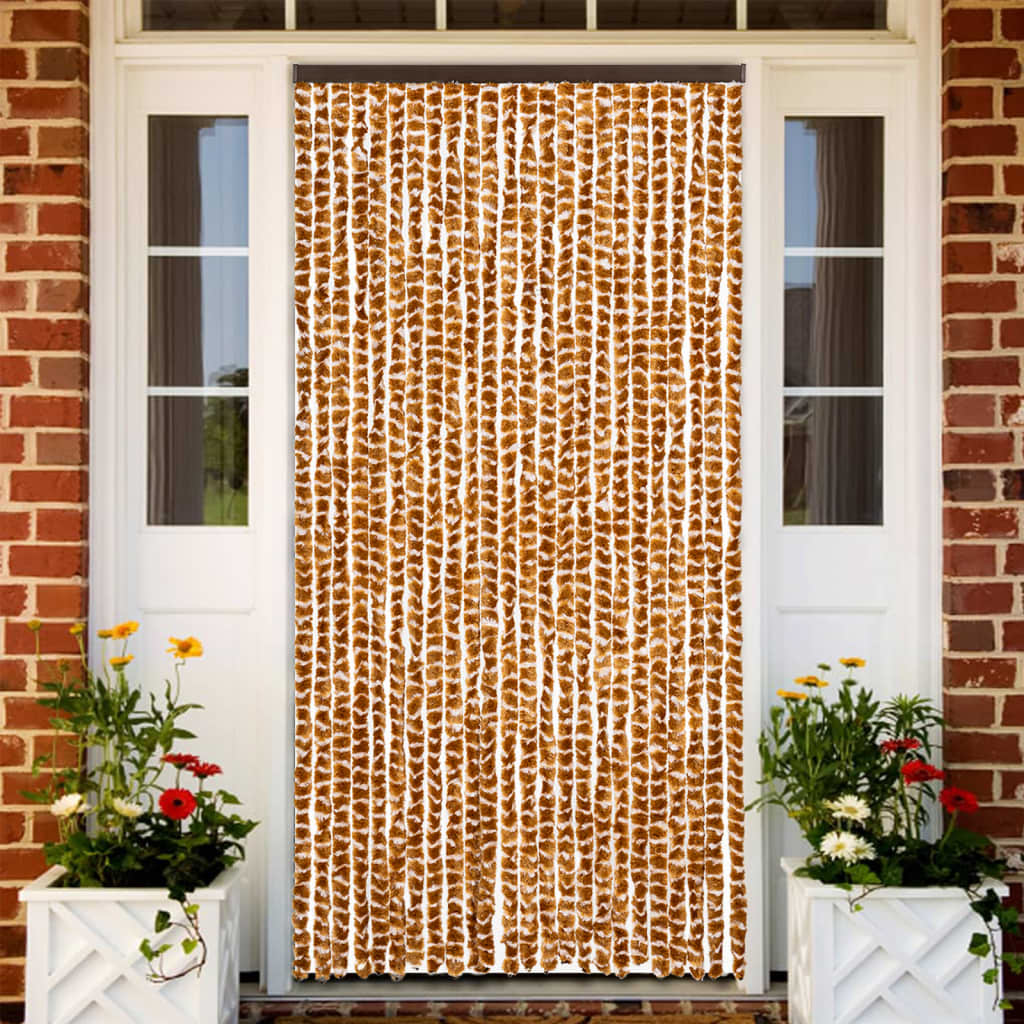 Vidaxx Fliegenvorhang 100x230 cm Chenille Ocker und Weiß